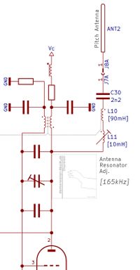 Rosen-Theremin Pitch Antenna and Extension Coil Schematic